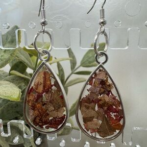 Silver and Brown Teardrop Earrings